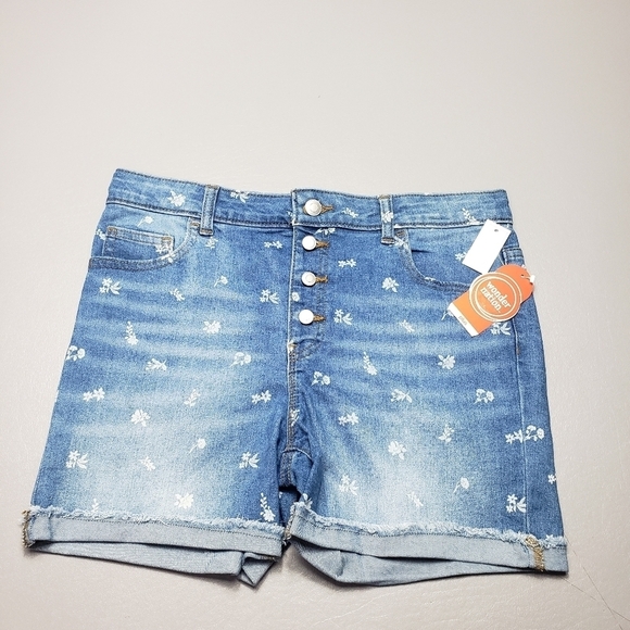 New wonder nation Girls denim jean flower shorts plus size 14 - Picture 9 of 9